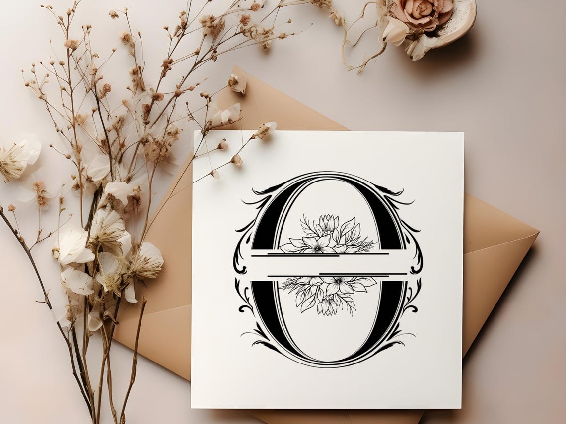 Elegant Letter O Monogram SVG PNG: Floral Initial O, Commercial Use ...