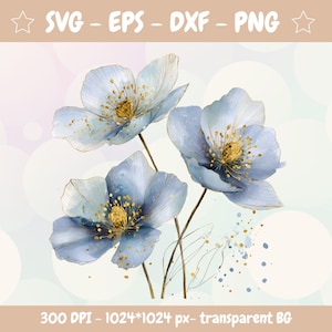 10 Anemone Aquarell Bundle SVG | Sticker Design für T-Shirts, Tassen, Becher, Journals | Enthält svg, eps, dxf| Cricut & Silhouette Cut File