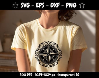 Boussole nautique SVG - Vintage Rose Design (pour Cricut et Silhouette)