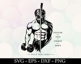 Spartan Warrior Gym SVG – Bodybuilder Discipline, Weightlifting Motivation (Digital Download)