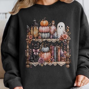 Reading Sweatshirt, Cozy Literary Pullover with Halloween Design