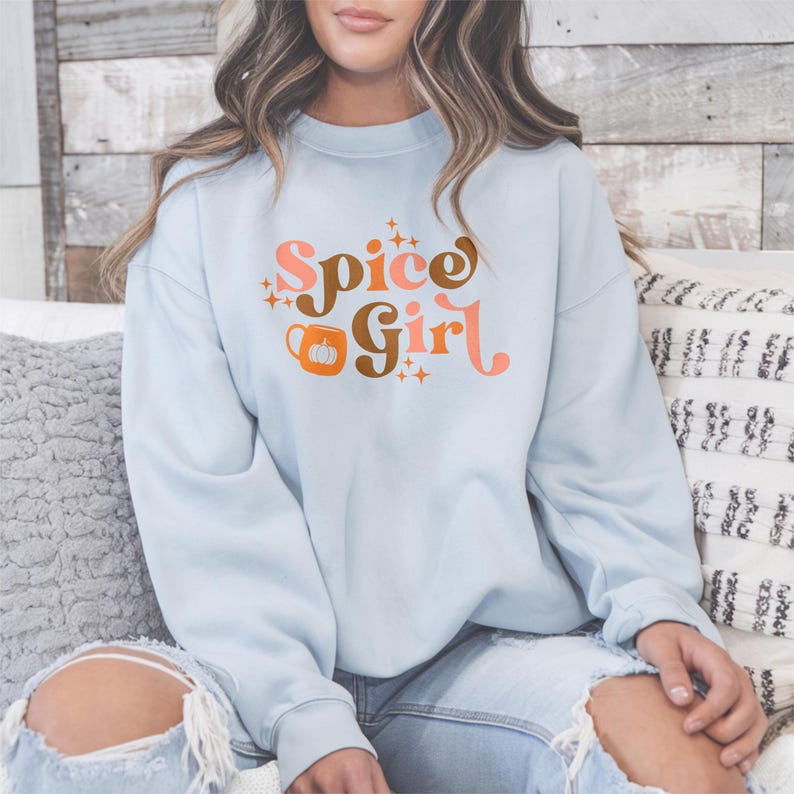 Pumpkin Spice Lover Sweatshirt: Cozy Fall Coffee Crewneck Light Blue