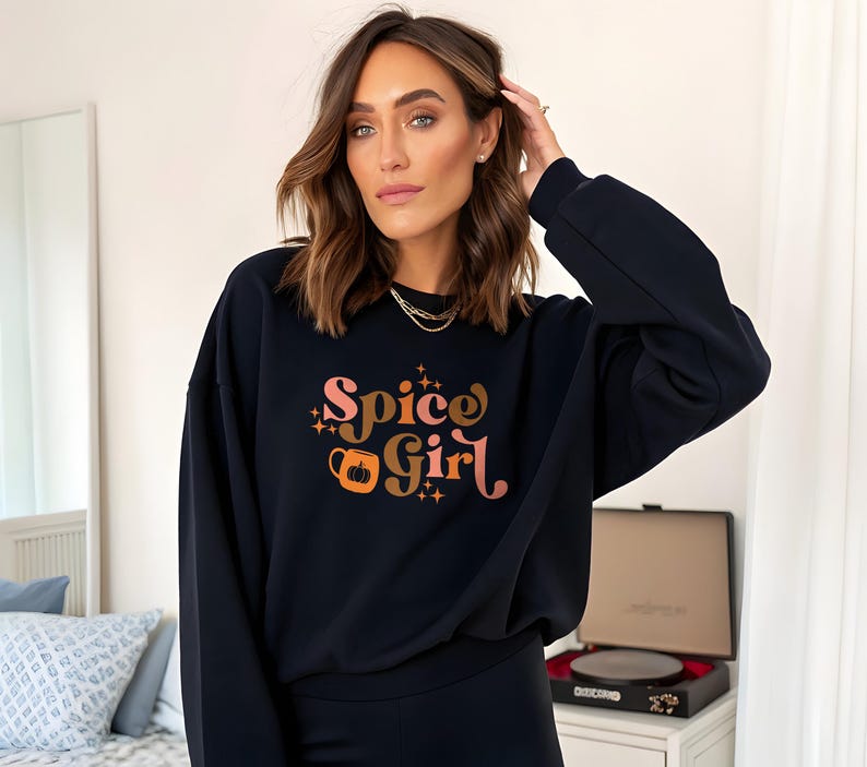 Pumpkin Spice Lover Sweatshirt: Cozy Fall Coffee Crewneck Black
