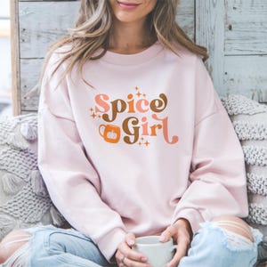 Pumpkin Spice Lover Sweatshirt: Cozy Fall Coffee Crewneck light pink