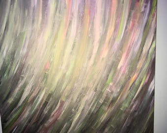 自然の火山的要素」と呼ばれる鮮やかなアクリル絵の具を使った抽象画