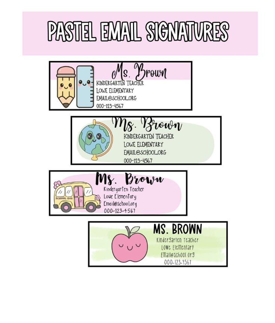 Pastel Teacher Email Signature Templates – Editable Canva Design ...