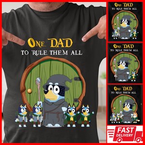 Personalized Blue Dog Dad Shirt, Custom Kids Name, Dad And Kids Tee, One Dad To Rule Them All Shirt, Custom Fathers Day Shirt, Gift For Dad
