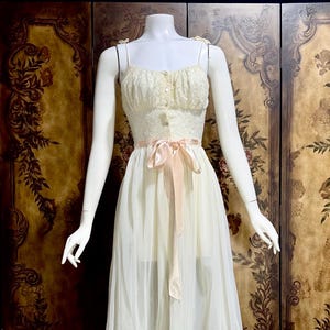 Vintage 1950s nightgown slip dress, EYE-FUL Grecian Goddess White Lingerie dress