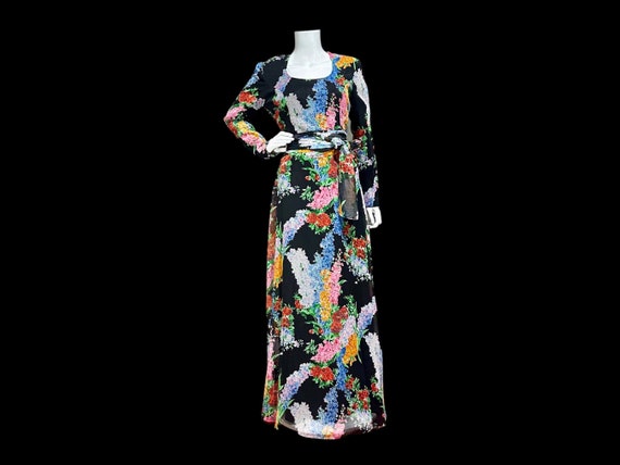 vintage evening dress, Razook’s poly chiffon bold… - image 1