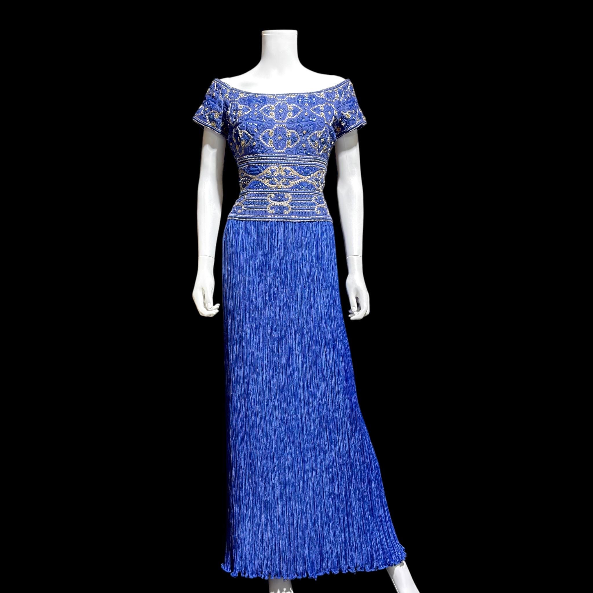 sachin and babi light blue dress Vintage Bob Mackie Silk Evening Dress – Dovetail main image 0