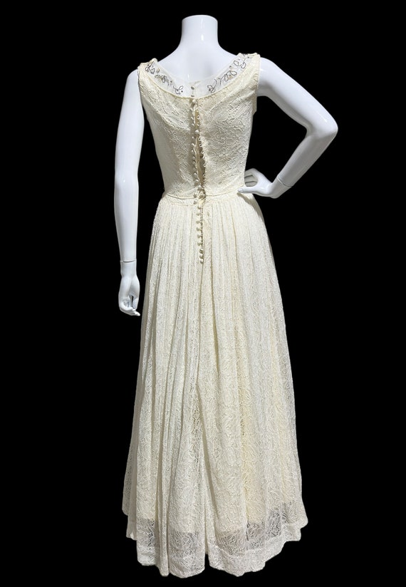 vintage 1940s wedding dress, white lace princess … - image 8