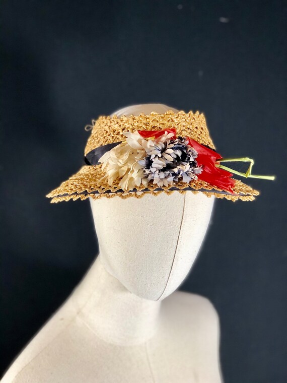 1940s Dobbs Natural Straw Woven Short Brim Formal Hat