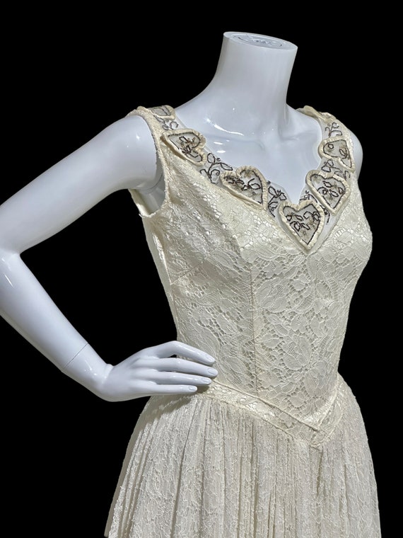 vintage 1940s wedding dress, white lace princess … - image 4