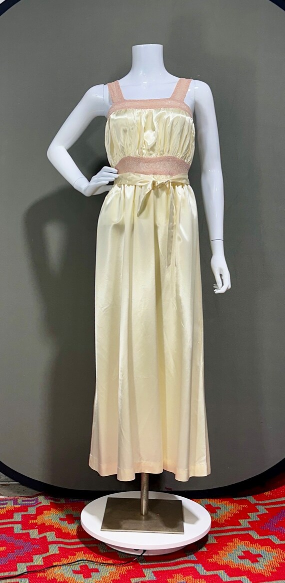 GLYDON'S vintage nightgown slip dress, Hollywood 1960s sheer black lace full length lingerie dress