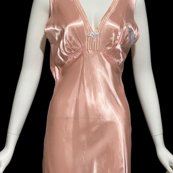RADCLIFFE vintage 1940s Nightgown slip dress, Pink rose print floral Lingerie dress, bias cut rayon