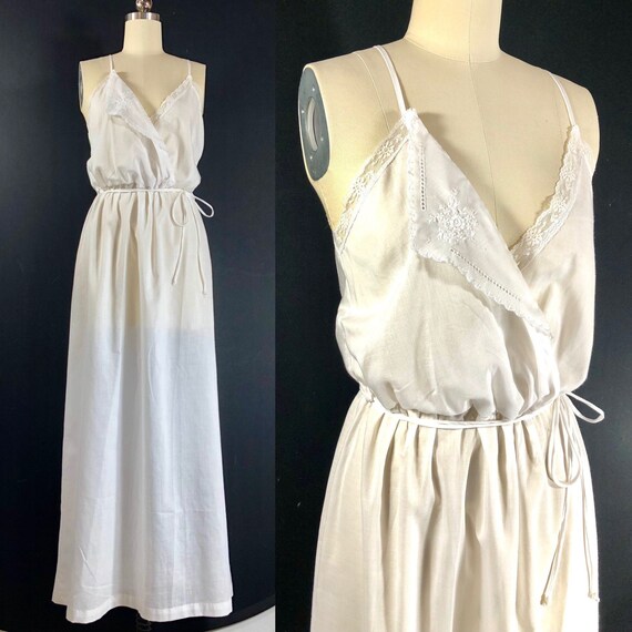70s white dress / vintage 1970s nightgown hippie d