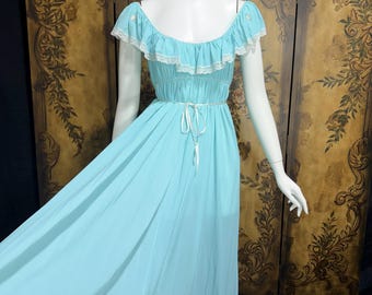 Abito sottoveste vintage da notte, CLAIRE SANDRA Lucie Ann anni '60, abito intimo in jersey blu