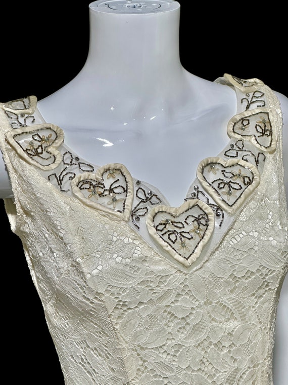 vintage 1940s wedding dress, white lace princess … - image 3