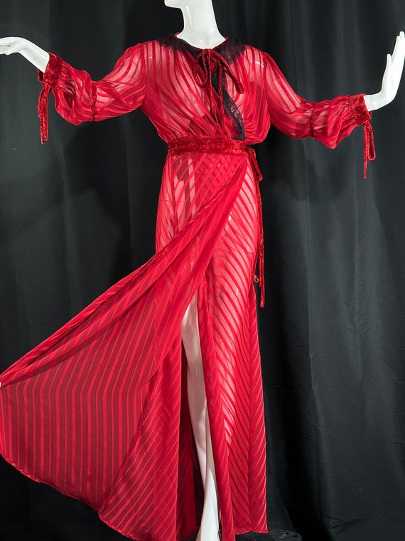 SALE - vintage sheer red dressing gown, Deep Lips… - image 1