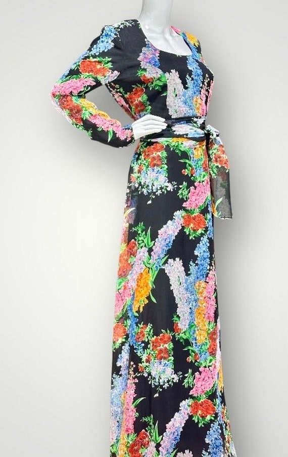 vintage evening dress, Razook’s poly chiffon bold… - image 6