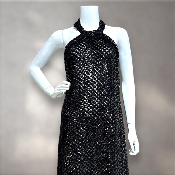 Black Halter Sheath Long Party Dress Vintage Evening Dress Cocktail Dress, DP4877 main image 1