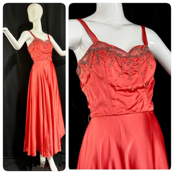 1940s vintage evening dress gown, JULIUS GARFINCKE