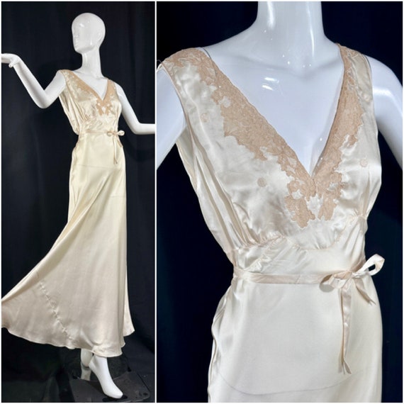 vintage Nightgown slip dress, 1930s YOLANDE Hand M