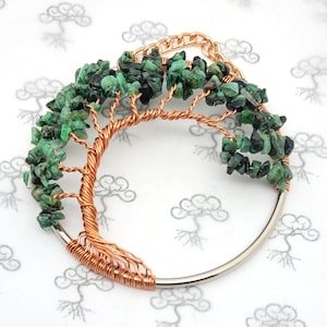 Emerald Birthstone Crescent Tree of Life Ornament for the month of May, 3 Inches Made to Order