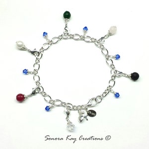 Silver Plated Purity Charm Bracelet, Detachable Gemstone Charms Lava and Jade Style, Personalized charm Optional image 5