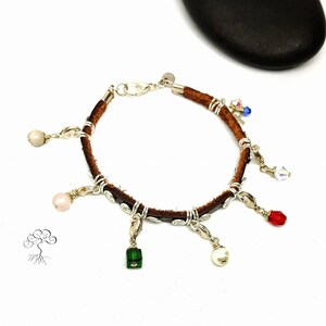 Silver Plated Leather Purity Charm Bracelet, with Detachable Charms. Personalized Initial Charm Optional image 2
