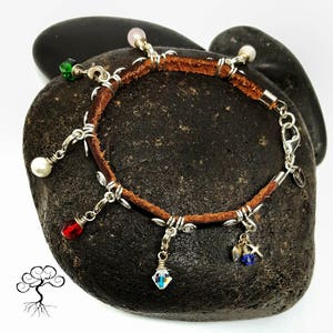 Silver Plated Leather Purity Charm Bracelet, with Detachable Charms. Personalized Initial Charm Optional image 4