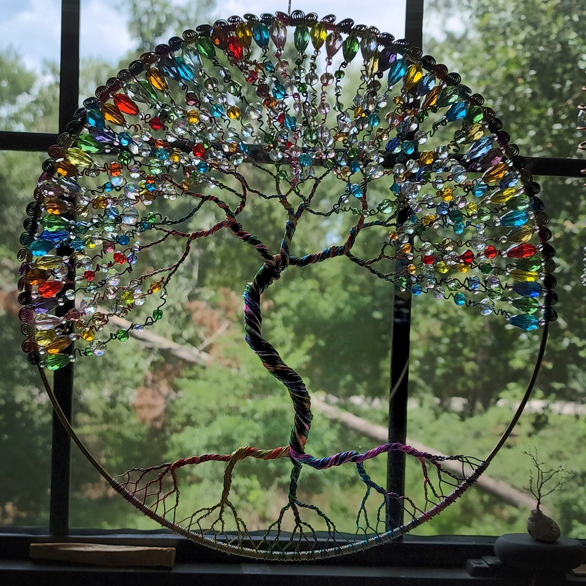 Rainbow Tree of Life Suncatcher Nature Inspired Home Decor Etsy