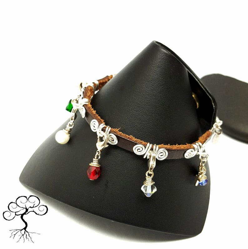 Silver Plated Leather Purity Charm Bracelet, with Detachable Charms. Personalized Initial Charm Optional image 5