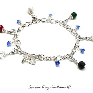 Silver Plated Purity Charm Bracelet, Detachable Gemstone Charms Lava and Jade Style, Personalized charm Optional image 3