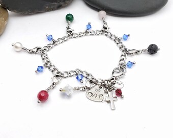 Stainless Steel Purity Charm Bracelet, with Detachable Charms. Personalized Initial Charm Optional