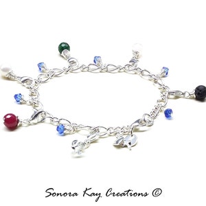 Silver Plated Purity Charm Bracelet, Detachable Gemstone Charms Lava and Jade Style, Personalized charm Optional image 6
