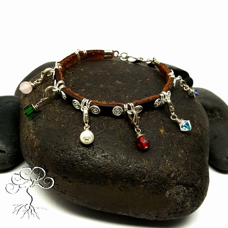 Silver Plated Leather Purity Charm Bracelet, with Detachable Charms. Personalized Initial Charm Optional image 6