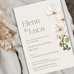 Orchideen-Hochzeitseinladung, bearbeitbare Hochzeitseinladungsvorlage, elegante Hochzeitseinladungen, Hochzeit mit Blumenmotiv Bild 2