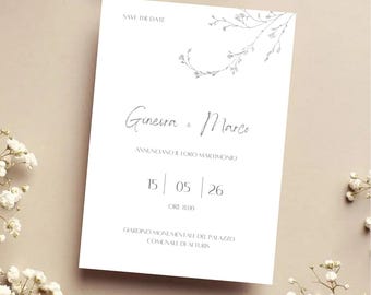 Schlichte und klassische Hochzeitseinladung, editierbare Vorlage für Hochzeitseinladungen, einfache Hochzeitseinladungen, elegante Hochzeitseinladungen