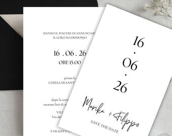 Elegante und schlichte Hochzeitseinladung, editierbare Vorlage für Hochzeitseinladungen, klassische und minimalistische Hochzeitseinladungen