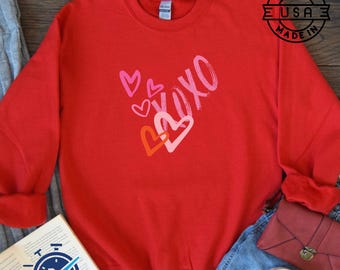 Valentines Hearts Sweatshirt,  Love Sweatshirt, Valentines Day Gift, Drawn Heart Shirt, ,Valentine Sweatshirt, Womens Valentines Sweatshirt,