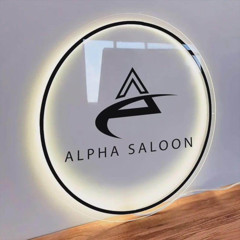 Modern Backlit Acrylic Business Sign, 3D Round LED Logo Sign for Office ...