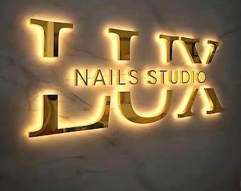 Custom 3D Acrylic LED Business Sign, Laser Cut Logo Light, Business Signboard, Custom Salon Logo Sign, LED Backlit Beauty Reception Sign