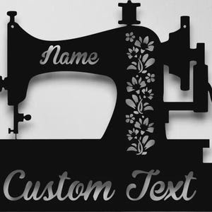 Custom Sewing Machine Personalized Acrylic Wall Art – Custom Seamstress Sign | Tailor Room , Unique Sewing Gift Mother&#39;s Day Craft Room Sign