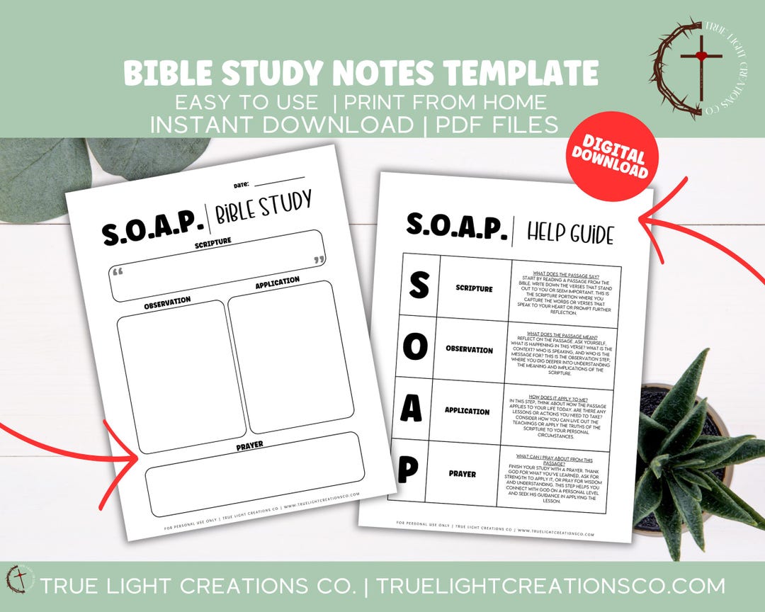 Simple Black & White S.O.A.P. Bible Study Template Printable | Digital ...