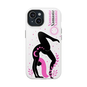 Namaste top magnetische stevige hoes, telefoonhoes, yogaliefhebber cadeau, meditatie telefoonhoesje, ontspanning, spirituele retraite, zen-minimalistisch