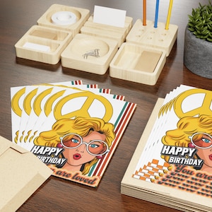 Retro Geburtstagsgrußkarten-Set, Vintage-Stilkarten für Freunde und Familie, 90er Jahre Themenkarten, einzigartige Kunstdesigns, lustige Feiernotizen