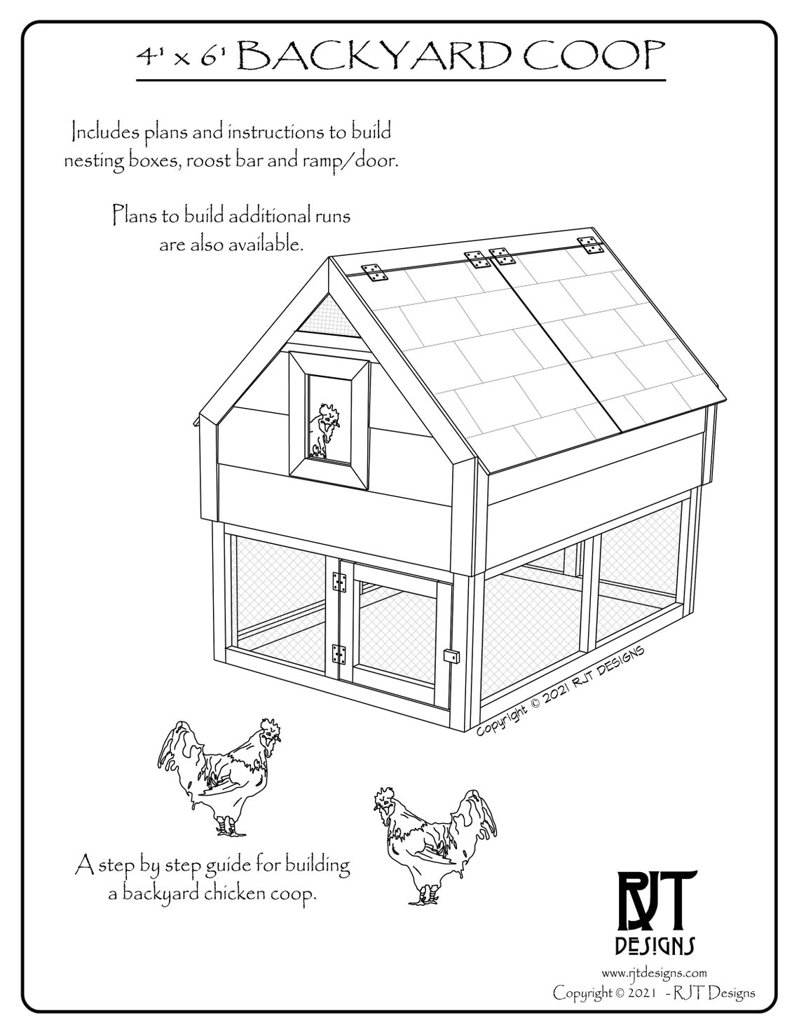 4' X 6' Backyard Chicken Coop Plans PDF Version Etsy