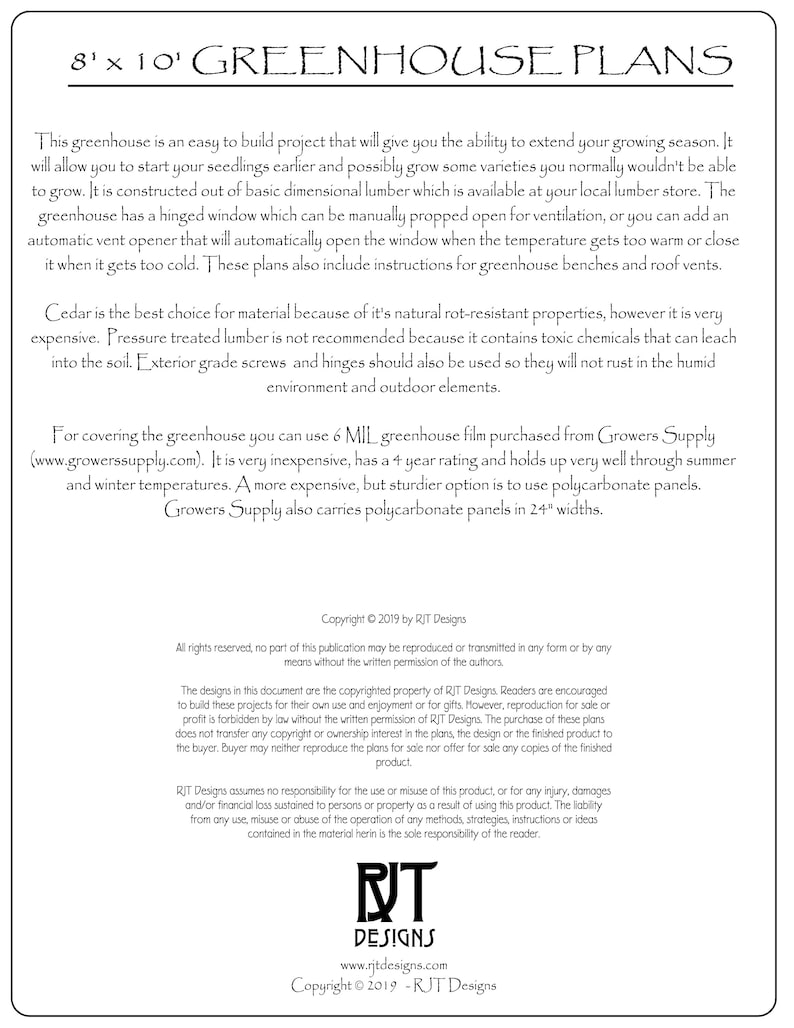 8' x 8' Greenhouse Plans Printed Version image 5