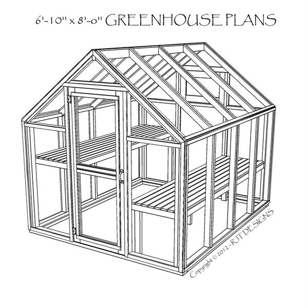 6'-10" x 8'-0" (82" wide x 96" long) Greenhouse Plans - PDF Version